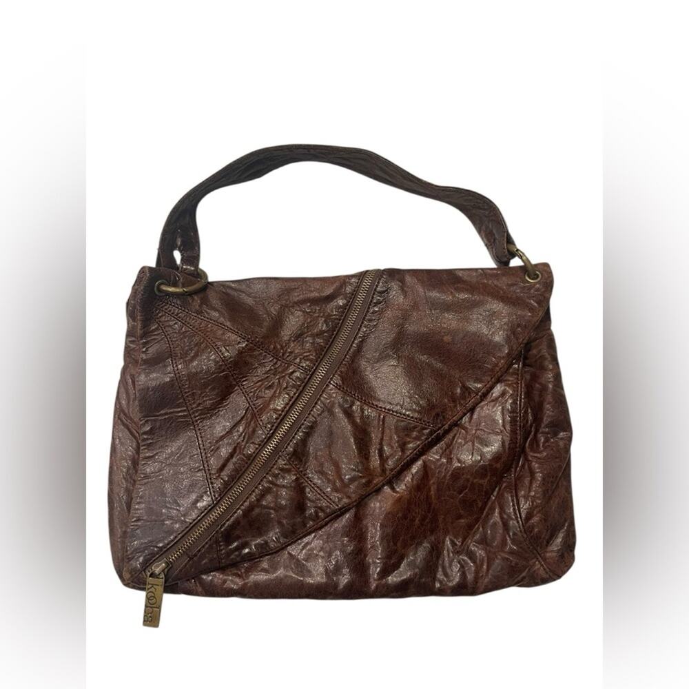 KOOBA Dark Brown Leather Satchel Shoulder Bag
